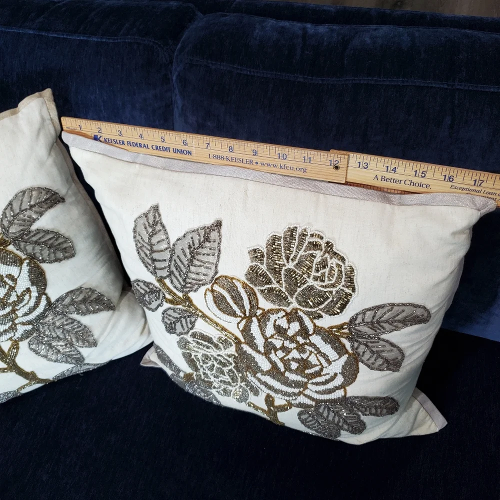 Pier 1 Imports Beaded Pillow Set of 2 Home Decor Everyday Spring Luxury